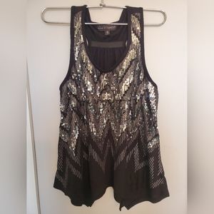 Almost famous black tank top with silver sequins size XL